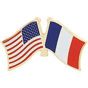 PINS- USA/FRANCE (CROSS FLAGS) (1-1/8")