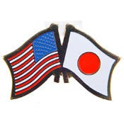 PINS- USA/JAPAN (CROSS FLAGS) (1-1/8")