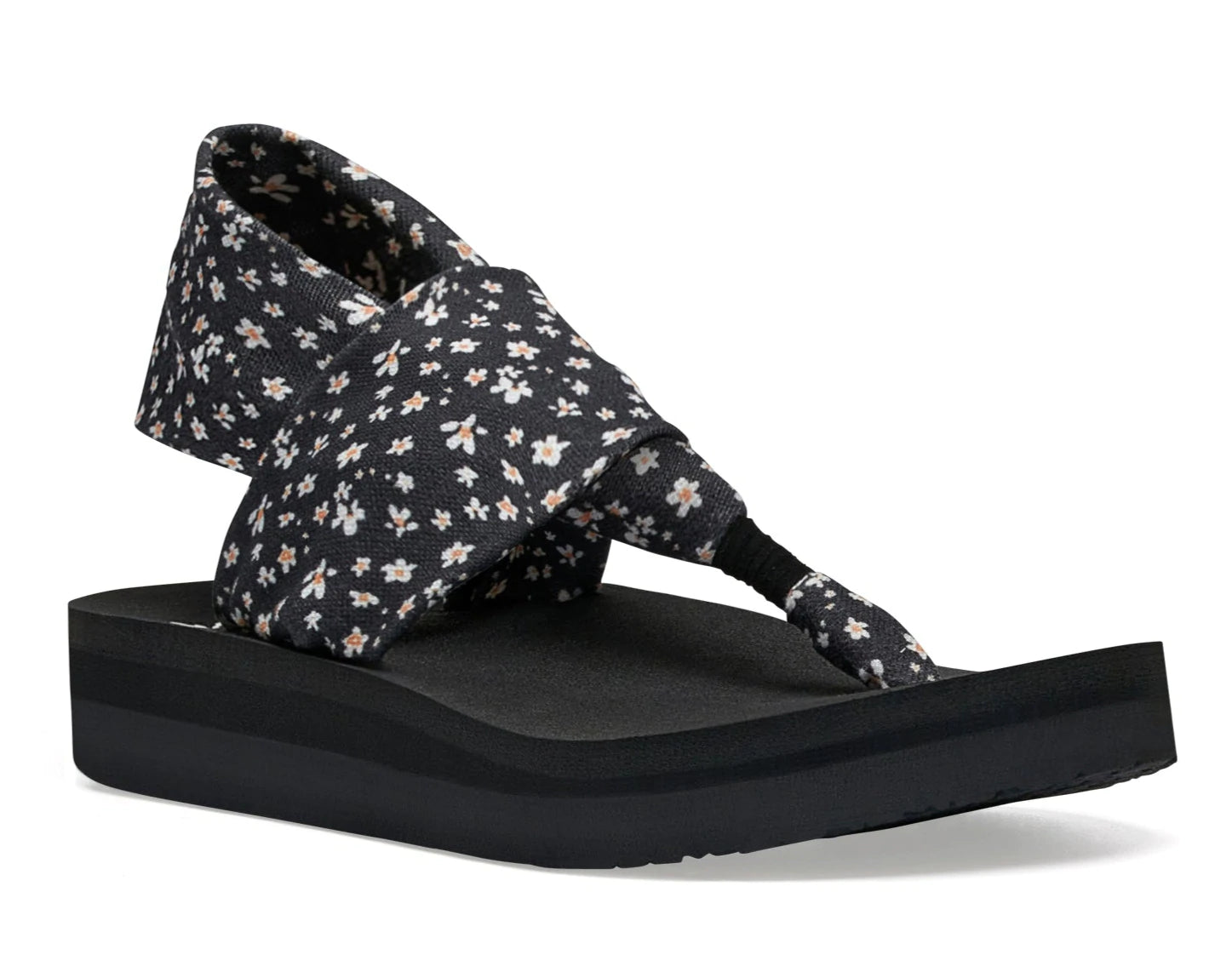 Sanuk Women's Sling St Midform Microfloral Black Sandal – Army