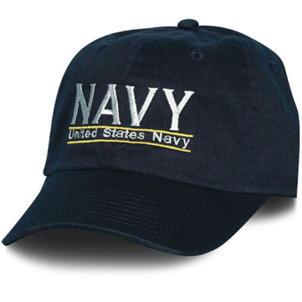 MP Hats: NAVY Letters United States Navy Bar Design Direct Embroidered Blue Ball Cap