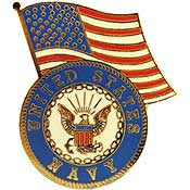 PINS- USN Navy LOGO, W/USA FLAG (1-1/4")