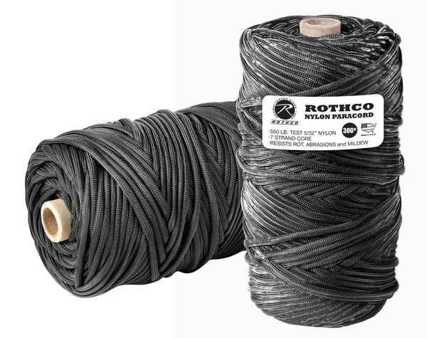 Rothco Rope: Nylon Paracord 550lb 300 Ft Tube Black