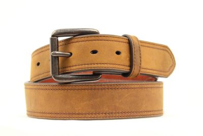 Ariat 1012702 Men's Triple Stitch Leather Belt with Orange Inside