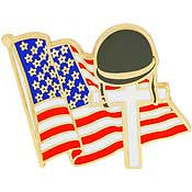 PINS- MEMORIAL, FLAG/CROSS (1-1/8")