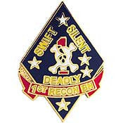 PINS- USMC, Marine Core 001ST RECON BTLN (BLK) (1")