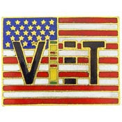 PINS- VIET, VETERAN, USA FLAG (1")