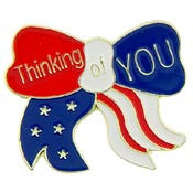 PINS- USA, RIBBON, RW&B THINKING OF YOU (1")