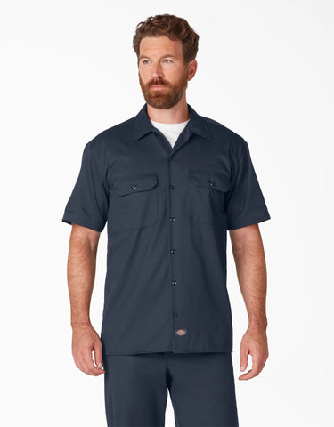 Dickies Shirts: Men's Short Sleeve Work Shirt - Dark Navy