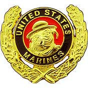 PINS- USMC, Marine Core BULLDOG, WREATH (1-3/16")