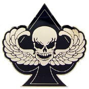 PINS- SKULL, DEATH SPADE (1-3/4")
