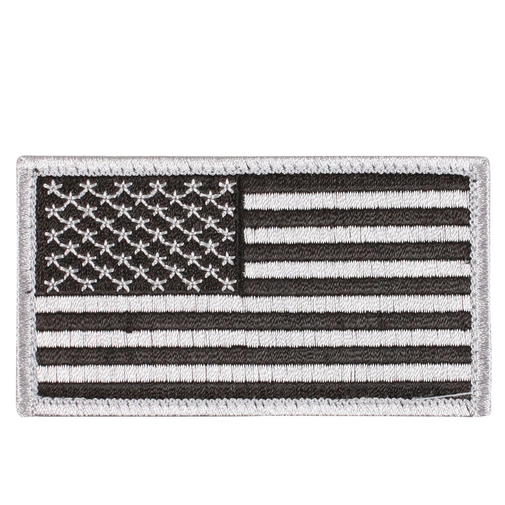 Rothco Patches: American Flag Patch Silver/Black