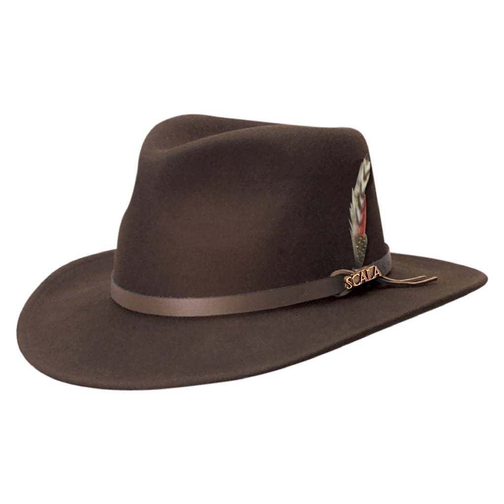 Scala - Mens Crushable Felt Outback Hat