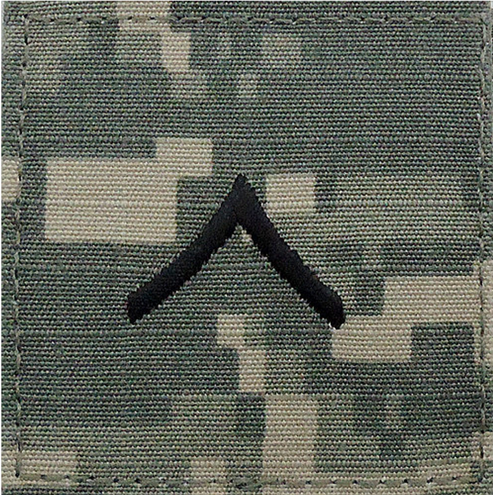 Patches: ARMY EMBROIDERED ACU WITH HOOK RANK INSIGNIA: PRIVATE