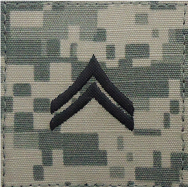 Patches: ARMY EMBROIDERED ACU RANK INSIGNIA: CORPORAL