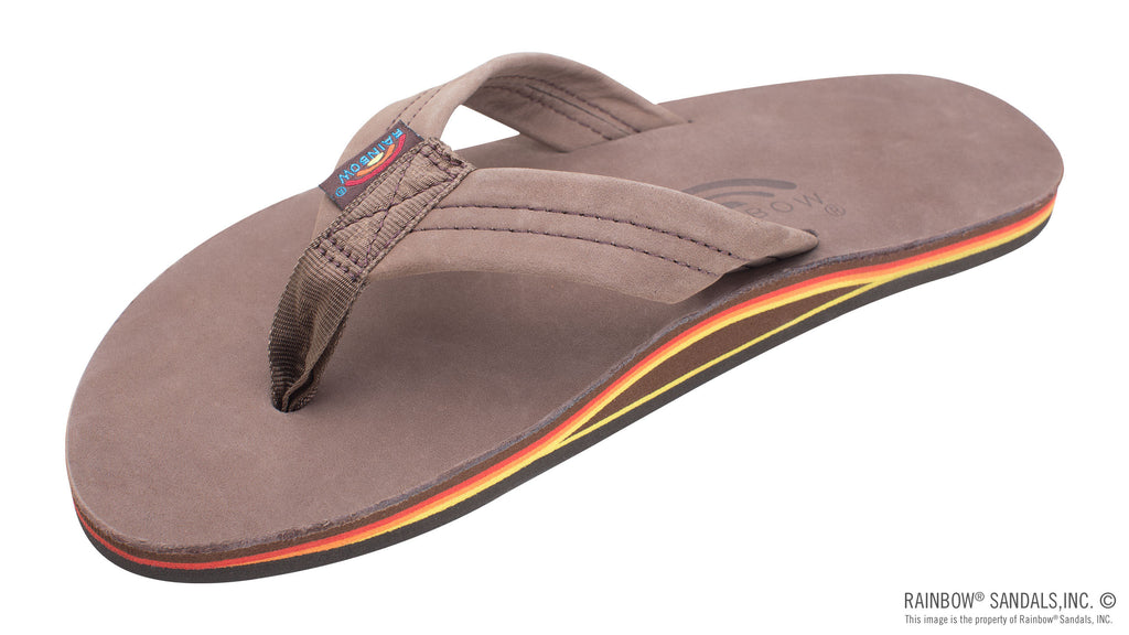 Rainbow Men's Single Layer Premier Leather with Arch Support - Expresso/Rainbow