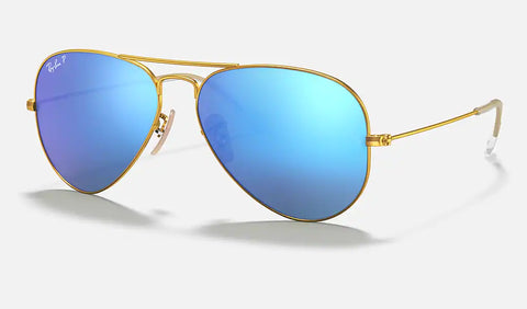 Ray-Ban Aviator Flash Lenses Sunglasses in Gold and Blue