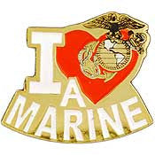 PINS- USMC, Marine Core I LOVE A MARINE (1")