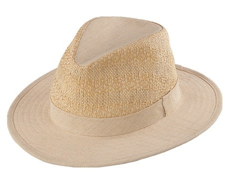 Henschel: Crushable Wool Linen Safari Breezer Hat Natural