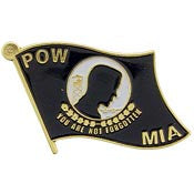 PINS- POW*MIA, FLAG, BLK (1")