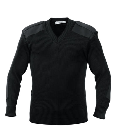 Rothco Sweater: G.I. Style Acrylic V-Neck Sweater - Black