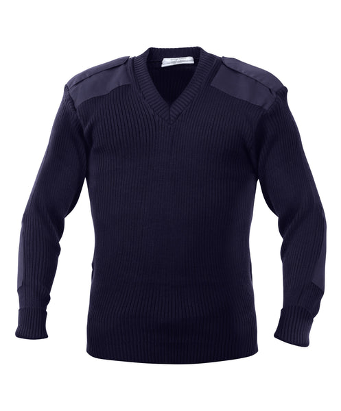 Rothco Sweater: G.I. Style Acrylic V-Neck Sweater - Navy Blue