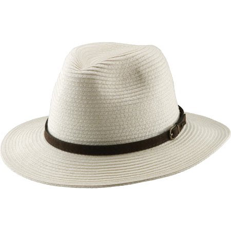 Scala Men's Braided Safari Hat in Natural with Brown Band