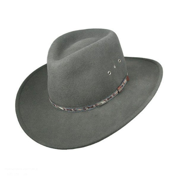 Stetson Hats: Elkhorn Crushable Wool Fedora with Eyelets Olive