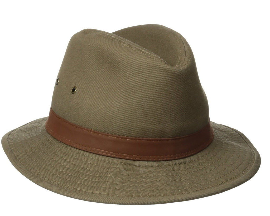 Dorfman Pacific:  1 Piece Canvas Leather Trim Safari Hat Bark