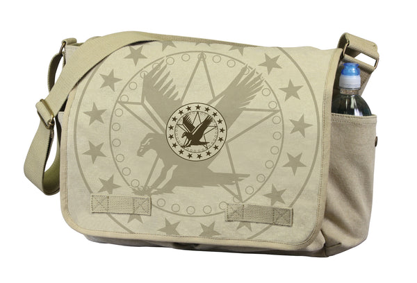 Rothco Bags: Vintage Canvas Messenger Bag w/ Exploded Army Eagle Print