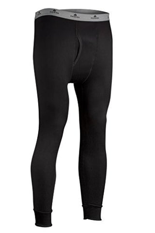 Indera Men's Military Weight Fleeced Polyester Thermal Underwear Pant - Black
