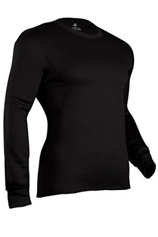 Indera Men's Military Weight Fleeced Polyester Thermal Underwear Top - Black