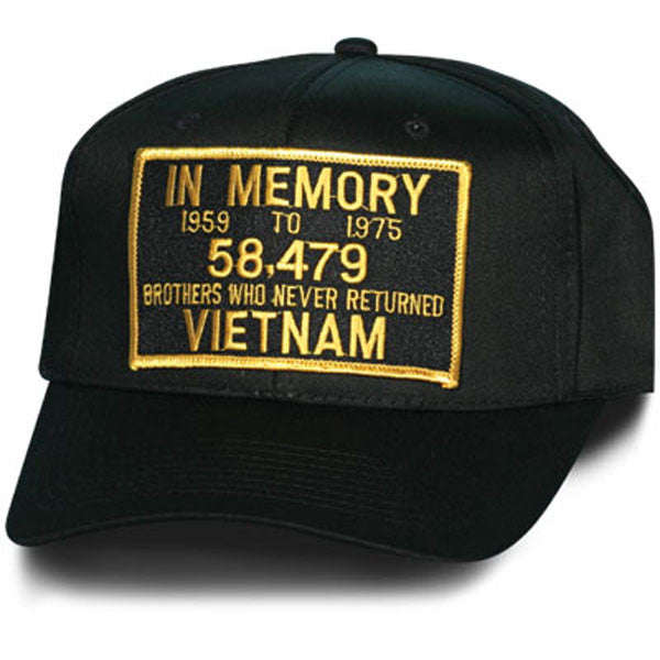 MP Hats: In Memory Vietnam Patch Black Ball Cap