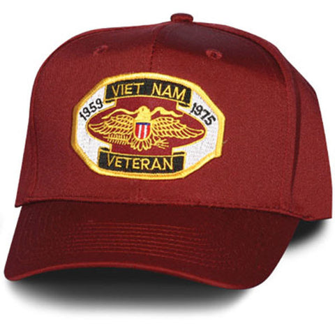 MP Hats: Vietnam Vet 1959 to 1975 Patch Maroon Ball Cap