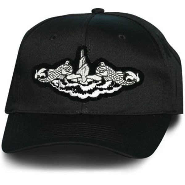 MP Hats: US Navy Submarine Dolphin Silver Patch Black Ball Cap
