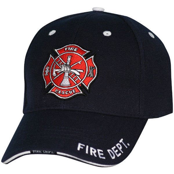 MP Hats: Fire Dept 3D Multi Position Direct Embroidered Sandwich Bill with Woven Label Navy