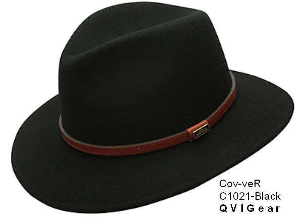 Conner Hats:  Wool Safari Fedora Waterproof Crushable Leather Band