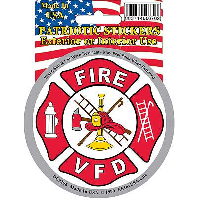STICKER: FIRE DEPARTMENT, VFD (3-1/4")