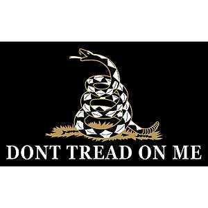 FLAG-DONT TREAD ON ME II (3ftx5ft) BLACK .