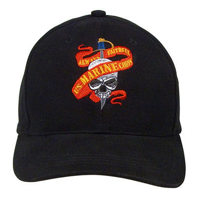 Rothco Hats: Marine Skull/Ribbon Low Profile Insignia Cap