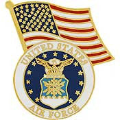 Pins: USAF - Air Force EMBLEM/USA FLAG (1-1/4")
