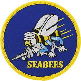 PATCHES: US NAVY SEABEES, GOLD (3")