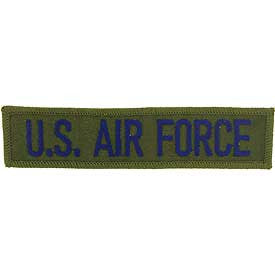 PATCHES: USAF TAB (BLU/GRN) (1-1/8"X5")