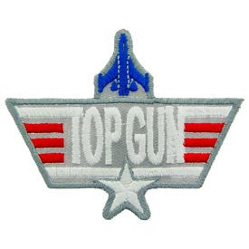 PATCHES: US NAVY TOP GUN, GREY (3-1/2")