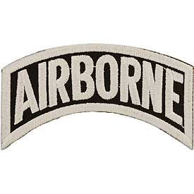 PATCHES: ARMY TAB AIRBORNE (WHT/BLK) (3-1/4")
