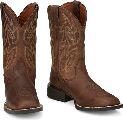 Justin Men's Dusky Brown Canter Cowhide Leather Western Boots - Wide Square Toe