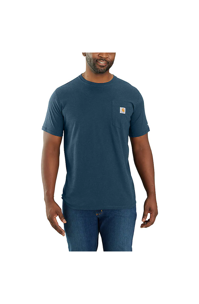 Carhartt Men's Force Relaxed Fit Midweight Short-Sleeve Pocket T Shirt in Light Huron Blue