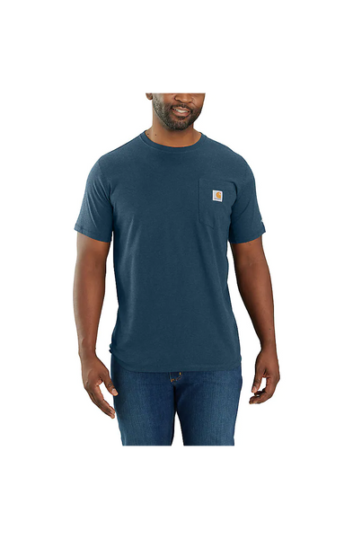 Carhartt Men's Force Relaxed Fit Midweight Short-Sleeve Pocket T Shirt in Light Huron Blue