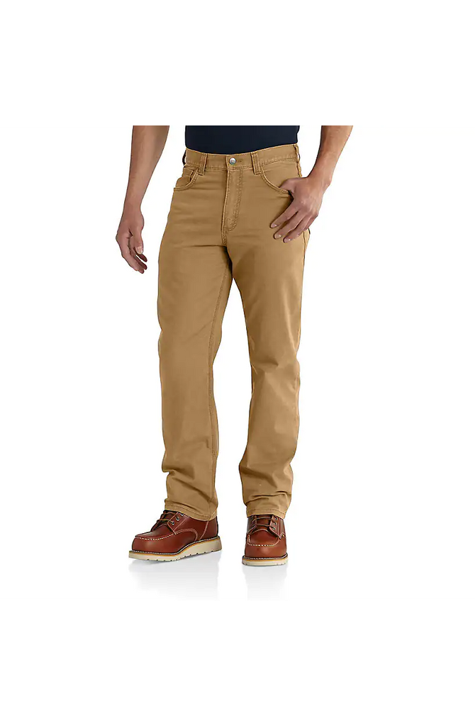 Carhartt Men's Rugged Flex Relaxed Fit Canvas 5-Pocket Work Pants in Hickory