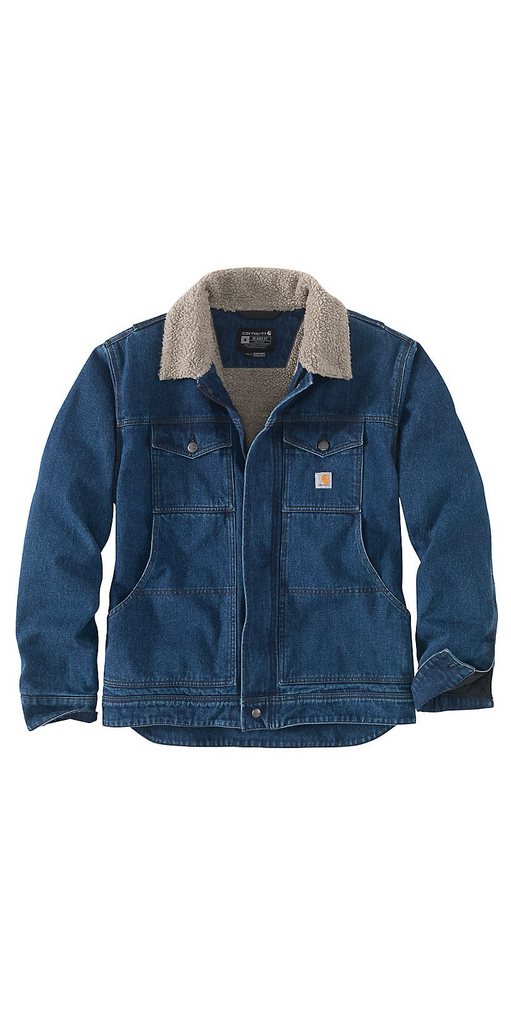 Carhartt Relaxed Fit Denim Sherpa Lined Jacket Army Navy Now