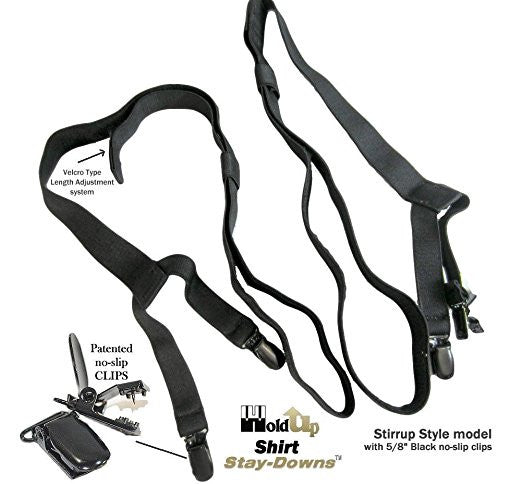 Hold-Ups Dress Shirt Stays in Stirrup Style with Patented No-Slip Metal Clips